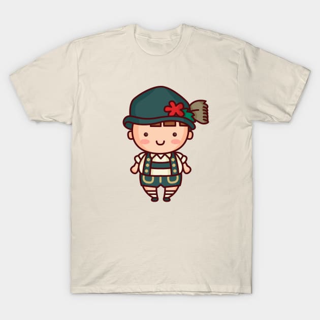 Cute German Bavarian Boy in Lederhosen T-Shirt by SLAG_Creative